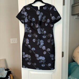Banana Republic Black and Blue Knee-Length Cocktail Dress